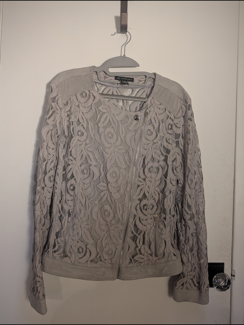 INC International Concepts Lace Moto Jacket in Gray XL